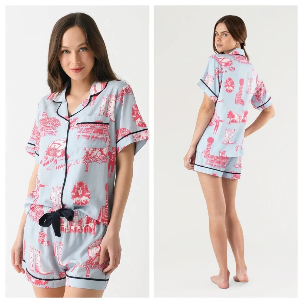 Katie Kime Dallas Toile Pajama Top - Picture 4 of 13